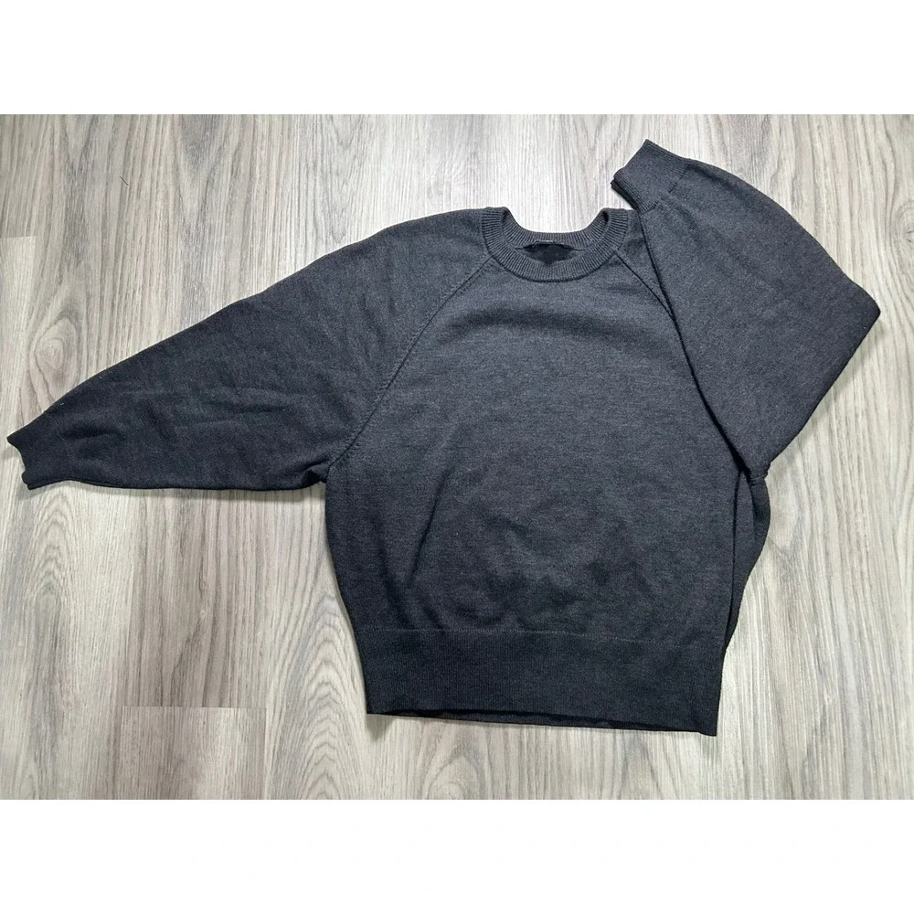 Athleta Womens Charcoal Gray Merino Wool Blend Raglan Crewneck Sweater Small